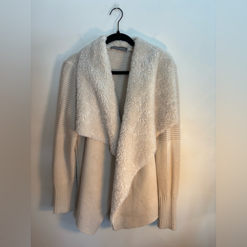Bagatelle Cream Plush Open Front Cardigan